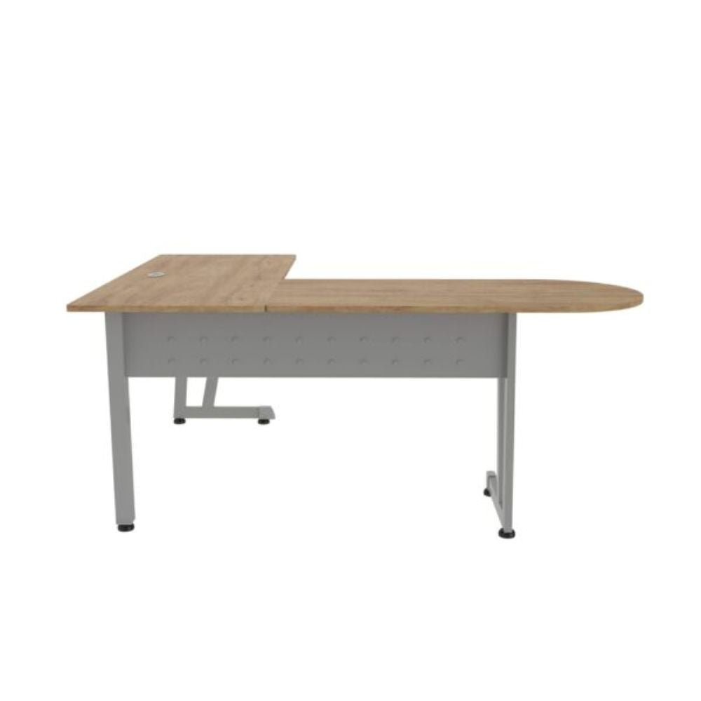 MODULO L OFIK TRIZZA 273 | Puente ejecutivo 237 | Melamina | Lámina | Tapones Planos | Regatón Llanta Chica | Interior - 273 - OFIK - NOGAL BEAT - Escritorio