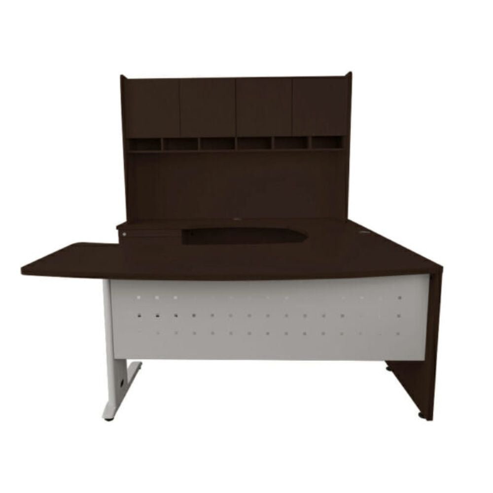 MODULO OFIK BARI 204 | Modulo Elite Ejecutivo Izquierdo | Melamina | Cajonera | 3 Gavetas | Soportes Pantallas Metal | Interior - 204 - OFIK - NOGAL BEAT - Mobiliario