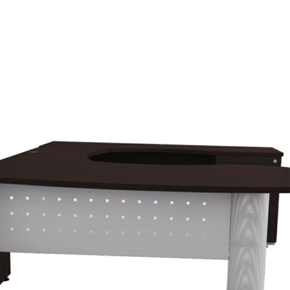 MODULO OFIK TRIESTE 205 | Modulo Elite Ejecutivo Derecho | Melamina | Soportes Pantallas Metal | Cajonera | 3 Gavetas | Jaladeras Metal | Cerradura Frontal | Interior - 205 - OFIK - NOGAL BEAT - Mobiliario