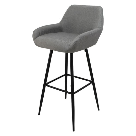 Nogal Beat Aarau Banco Alto Tapizado Tela Base Metalica Uso Interior Diseño Nordico - BANC0903620 - Mundo In - NOGAL BEAT - Bancos