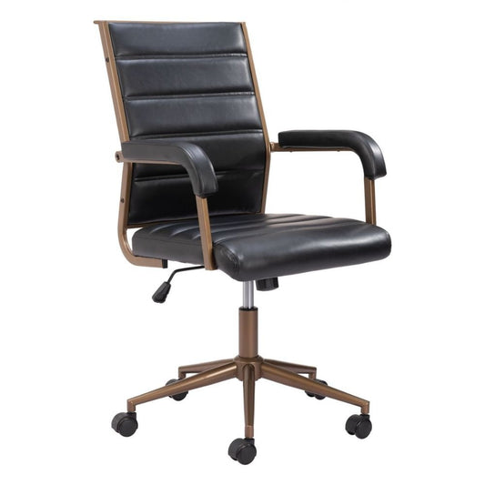 NOGAL BEAT AUCTION | Silla de Oficina | Base Estrella con Rodajas | Vintage Negro | Piel Sintética 100% Poliuretano Contrachapada | Interior - 109021 - Zuo - NOGAL BEAT -