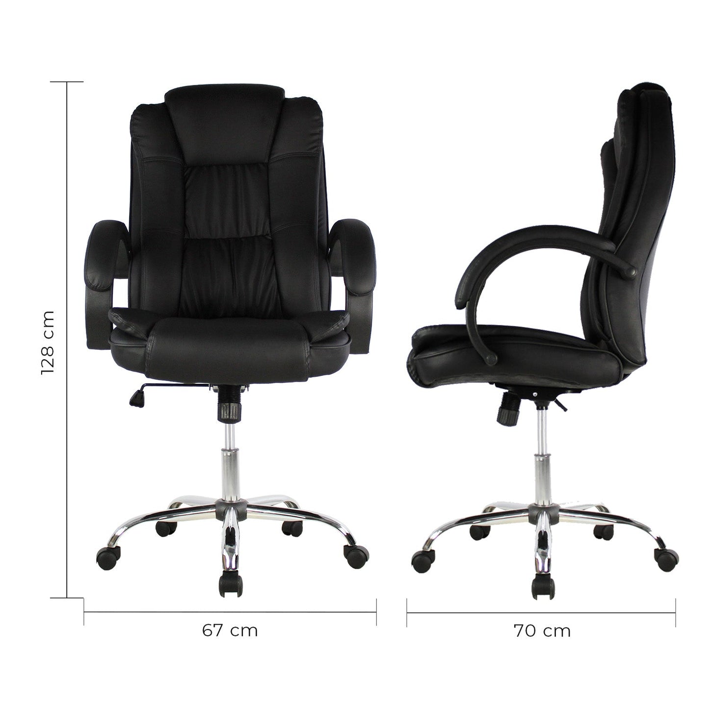 SILLA KINGSTRONG MOB-1097 Granada SILL0903522 | Silla Ejecutiva Uso de Oficina | Base Estrella Giratoria | Tapizado Tela | Interior | Poliuretano Alto Respaldo Tela Tipo “PU” Acero Cromado Soporte Lumbar Descansabrazos y base tipo estrella cromada Estrella con Rodajas Negra Para Buena Postura Base Pistón Neumático Palanca Reguladora Comodidad Buen Diseño Oficina Home Office Corporativo Rodajas de Nylon Comodidad Espacio de Trabajo Respaldo con doble acojinamiento Reclinable Moderno Mundo In