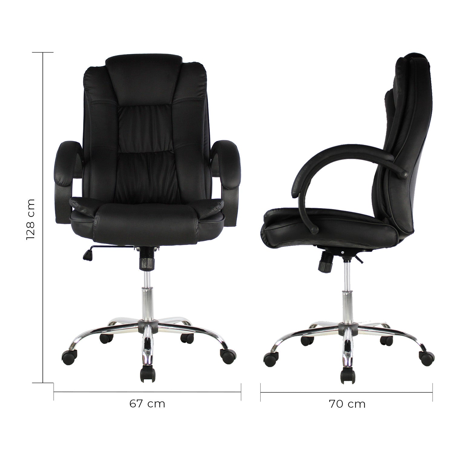 SILLA KINGSTRONG MOB-1097 Granada SILL0903522 | Silla Ejecutiva Uso de Oficina | Base Estrella Giratoria | Tapizado Tela | Interior | Poliuretano Alto Respaldo Tela Tipo “PU” Acero Cromado Soporte Lumbar Descansabrazos y base tipo estrella cromada Estrella con Rodajas Negra Para Buena Postura Base Pistón Neumático Palanca Reguladora Comodidad Buen Diseño Oficina Home Office Corporativo Rodajas de Nylon Comodidad Espacio de Trabajo Respaldo con doble acojinamiento Reclinable Moderno Mundo In