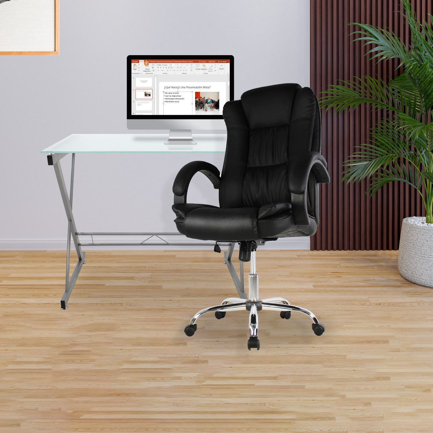 SILLA KINGSTRONG MOB-1097 Granada SILL0903522 | Silla Ejecutiva Uso de Oficina | Base Estrella Giratoria | Tapizado Tela | Interior | Poliuretano Alto Respaldo Tela Tipo “PU” Acero Cromado Soporte Lumbar Descansabrazos y base tipo estrella cromada Estrella con Rodajas Negra Para Buena Postura Base Pistón Neumático Palanca Reguladora Comodidad Buen Diseño Oficina Home Office Corporativo Rodajas de Nylon Comodidad Espacio de Trabajo Respaldo con doble acojinamiento Reclinable Moderno Mundo In Ambientada