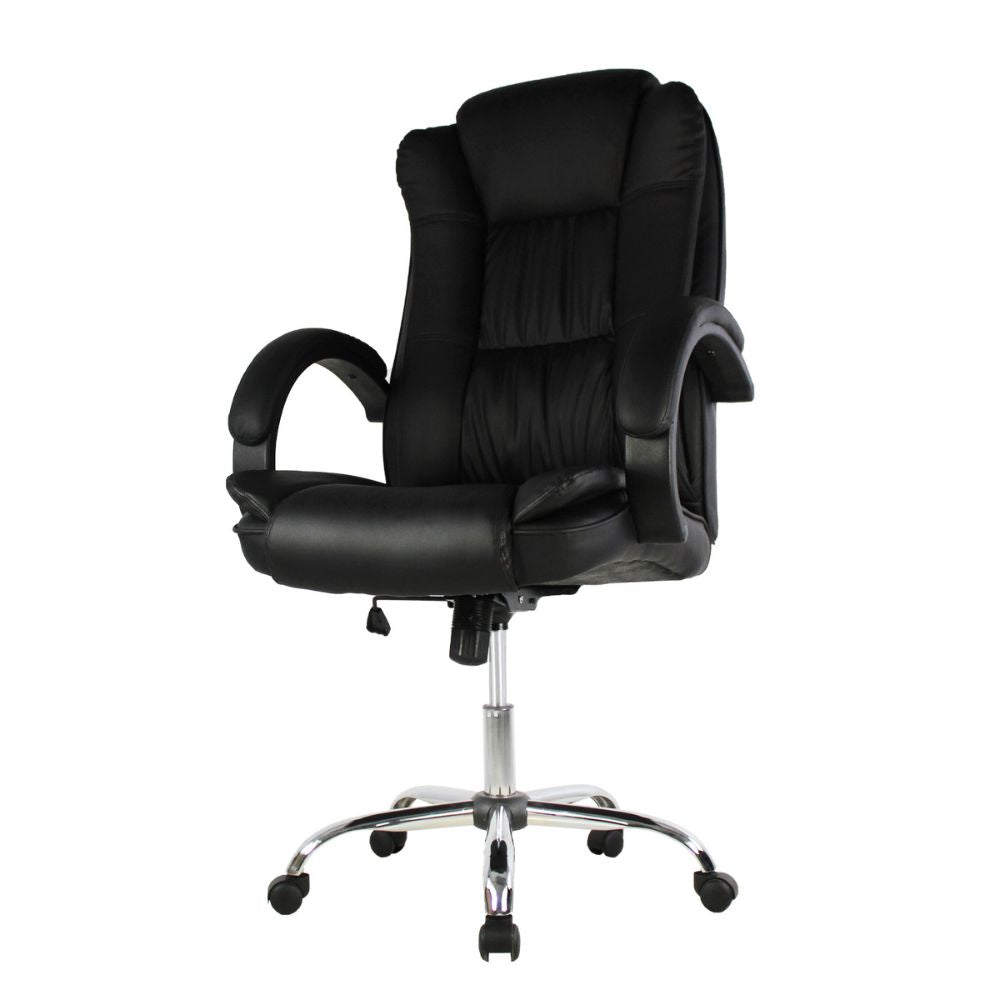 SILLA KINGSTRONG MOB-1097 Granada SILL0903522 | Silla Ejecutiva Uso de Oficina | Base Estrella Giratoria | Tapizado Tela | Interior | Poliuretano Alto Respaldo Tela Tipo “PU” Acero Cromado Soporte Lumbar Descansabrazos y base tipo estrella cromada Estrella con Rodajas Negra Para Buena Postura Base Pistón Neumático Palanca Reguladora Comodidad Buen Diseño Oficina Home Office Corporativo Rodajas de Nylon Comodidad Espacio de Trabajo Respaldo con doble acojinamiento Reclinable Moderno Mundo In