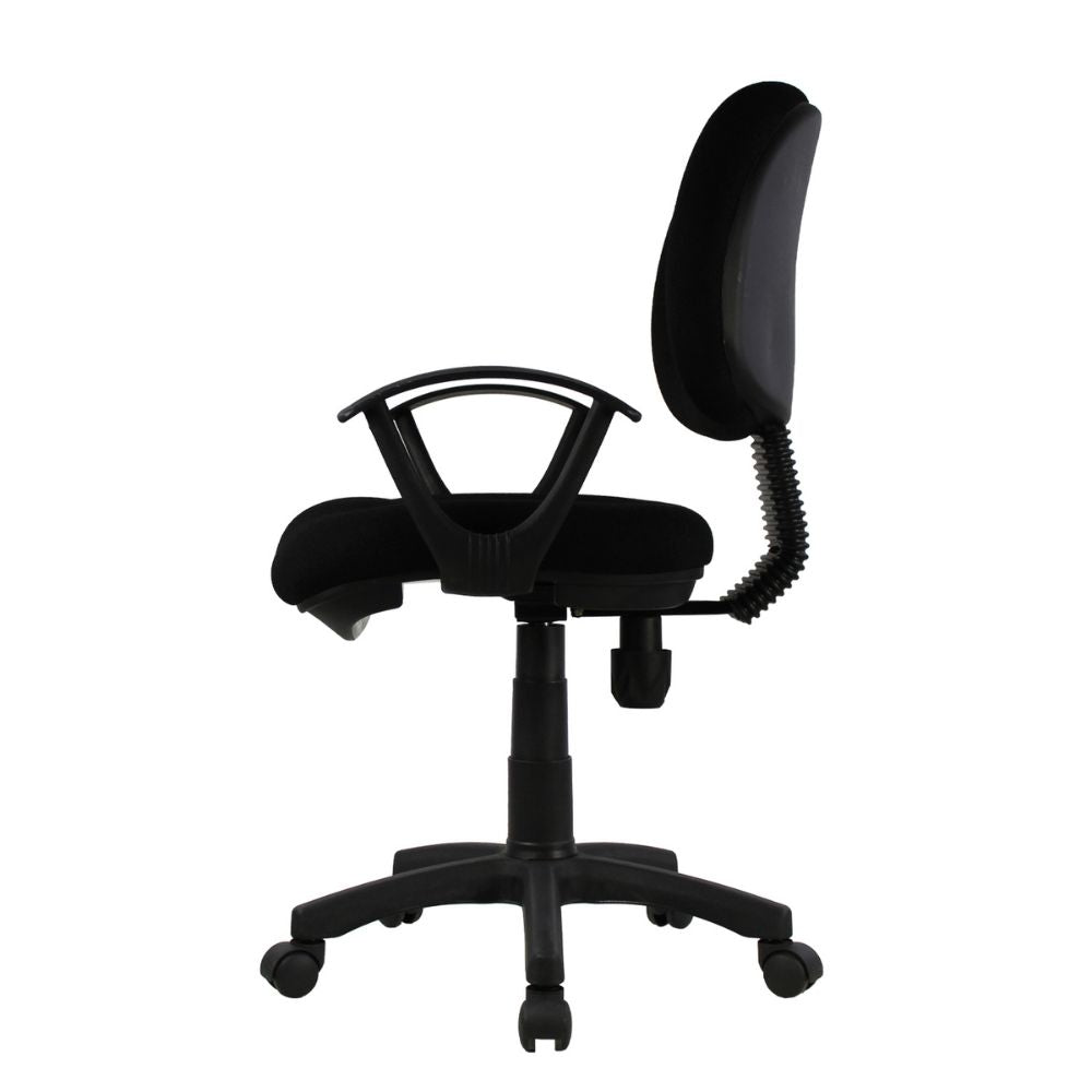 SILLA KINGSTRONG JM-006 SILL0360320 | Silla Oficina Secretarial | Tapizado | Pistón Neumático Giratorio | Plástico | Interior | Durabilidad Tapizado tela tipo pliana  Área de trabajo Comodidad Buen diseño  Laminado plástico 15 MM Color Negro Soporte Flexible Descansabrazos Estilo Orgánico Recepción Laboral Mundo In