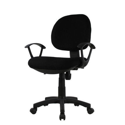 SILLA KINGSTRONG JM-006 SILL0360320 | Silla Oficina Secretarial | Tapizado | Pistón Neumático Giratorio | Plástico | Interior | Durabilidad Tapizado tela tipo pliana  Área de trabajo Comodidad Buen diseño  Laminado plástico 15 MM Color Negro Soporte Flexible Descansabrazos Estilo Orgánico Recepción Laboral Mundo In
