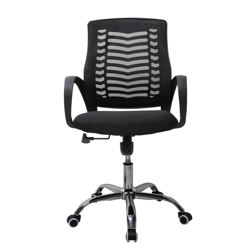 SILLA KINGSTRONG JM-108 MESH NEGRO SILL0903716 | Silla Operativa Frecuente Trabajadores de Oficina | Descansabrazos | Base Estrella Cromada Rodajas | Tapizado Mesh | Polipropileno | Interior | Secretarial para Escritorio Oficina Despacho Bufete Agencia para uso Laboral Empresarial Trabajo Respaldo Reclinable Variación de Altura Mundo In