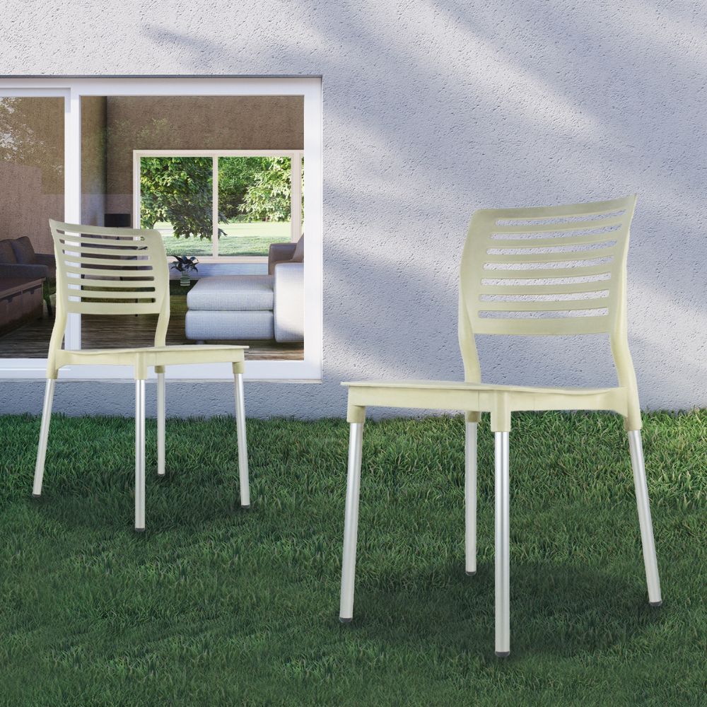 SILLA KINGSTRONG JM GALERI SILL0020315 | Silla Estilizada Jardín Comedor | Base 4 Puntas | Terminado Anodizado | Polipropileno | Interior + Exterior Ambientada