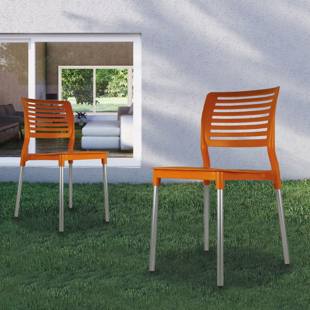 SILLA KINGSTRONG JM GALERI SILL0020315 | Silla Estilizada Jardín Comedor | Base 4 Puntas | Terminado Anodizado | Polipropileno | Interior + Exterior Ambientada