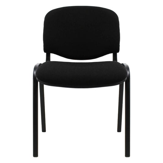 Silla de visita KINGSTRONG JM-ISO negra con asiento y respaldo tapizados y estructura metálica fija
