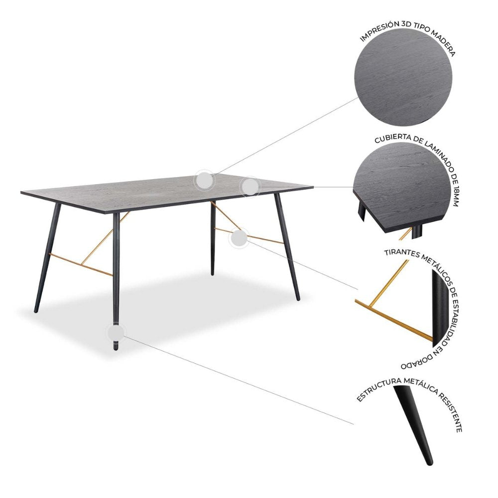 Nogal Beat Mesa de Comedor Luxo 160x90 - MESA0903534 - Mundo In - NOGAL BEAT -