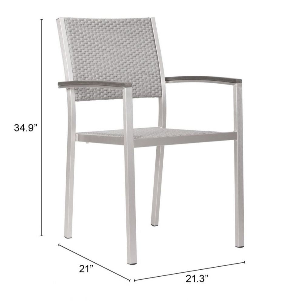 Nogal Beat METROPOLITAN Silla de Comedor Apilable Gris y Plata - 701865 - Zuo - NOGAL BEAT -