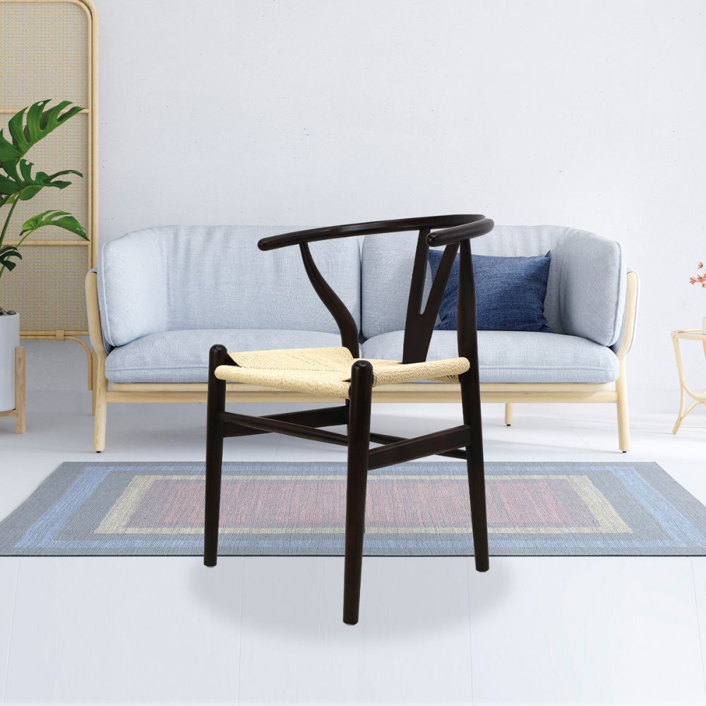 SILLA KINGSTRONG MICERINO MOB-098 SILL0903560 | Silla Ocasional Decorativa Descanso Comodidad con Modernidad Hogar | Base 4 Puntas Estilo Escandinavo | Madera | Asiento Papel Trenzado Impermeable | Interior | Sala de Estar Sala de Espera Vestíbulo Casa Habitación Estética Sillas Bonitas  Comercial Ambientada