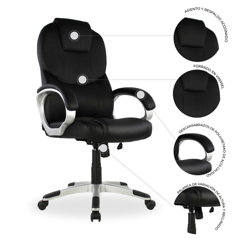 SILLA KINGSTRONG MOB-1107 Segovia SILL0903524 | Silla Ejecutiva Uso de Oficina | Base Estrella Giratoria | Tapizado Tela | Poliuretano | Interior | Poliuretano Alto Respaldo Tela Tipo “Mesh” Acero Cromado Soporte Lumbar Estrella Cromada Base Móvil Plastificada Tipo Estrella con Rodajas Negra Para Buena Postura Base Pistón Neumático Palanca Reguladora Comodidad Buen Diseño Oficina Home Office Corporativo Rodajas de Nylon Comodidad Espacio de Trabajo Alta Calidad Acojinamiento Extra en Zona de Cabeza y Borde 