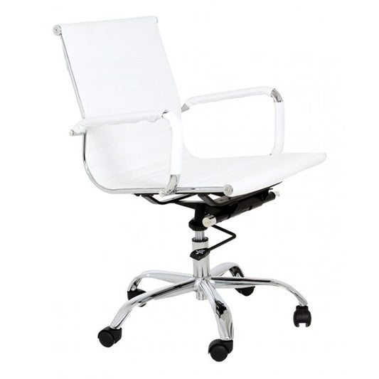 Silla de oficina secretarial Cádiz Eco de respaldo bajo, asiento tapizado y base negra giratoria