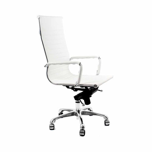 Silla directiva Nogal Beat Cádiz con respaldo tapizado, brazos en PU y base negra giratoria