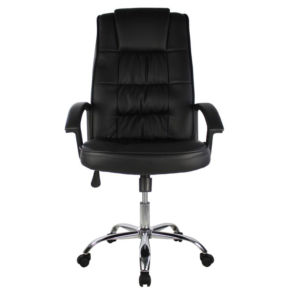 SILLA KINGSTRONG MOB-D68 Soria SILL0903519 | Silla Ejecutiva Uso de Oficina | Base Estrella Cromada | Tapiz PU | Poliuretano | Interior | Acero Cromado Tapizado en PU Poliuretano Respaldo Acojinado Reclinable Largos Descansabrazos Base Móvil  Estrella Cromada Para Buena Postura Base Pistón Neumático Palanca Reguladora Comodidad Buen Diseño Oficina Home Office Corporativo Rodajas de Nylon Comodidad Espacio de Trabajo Mundo In