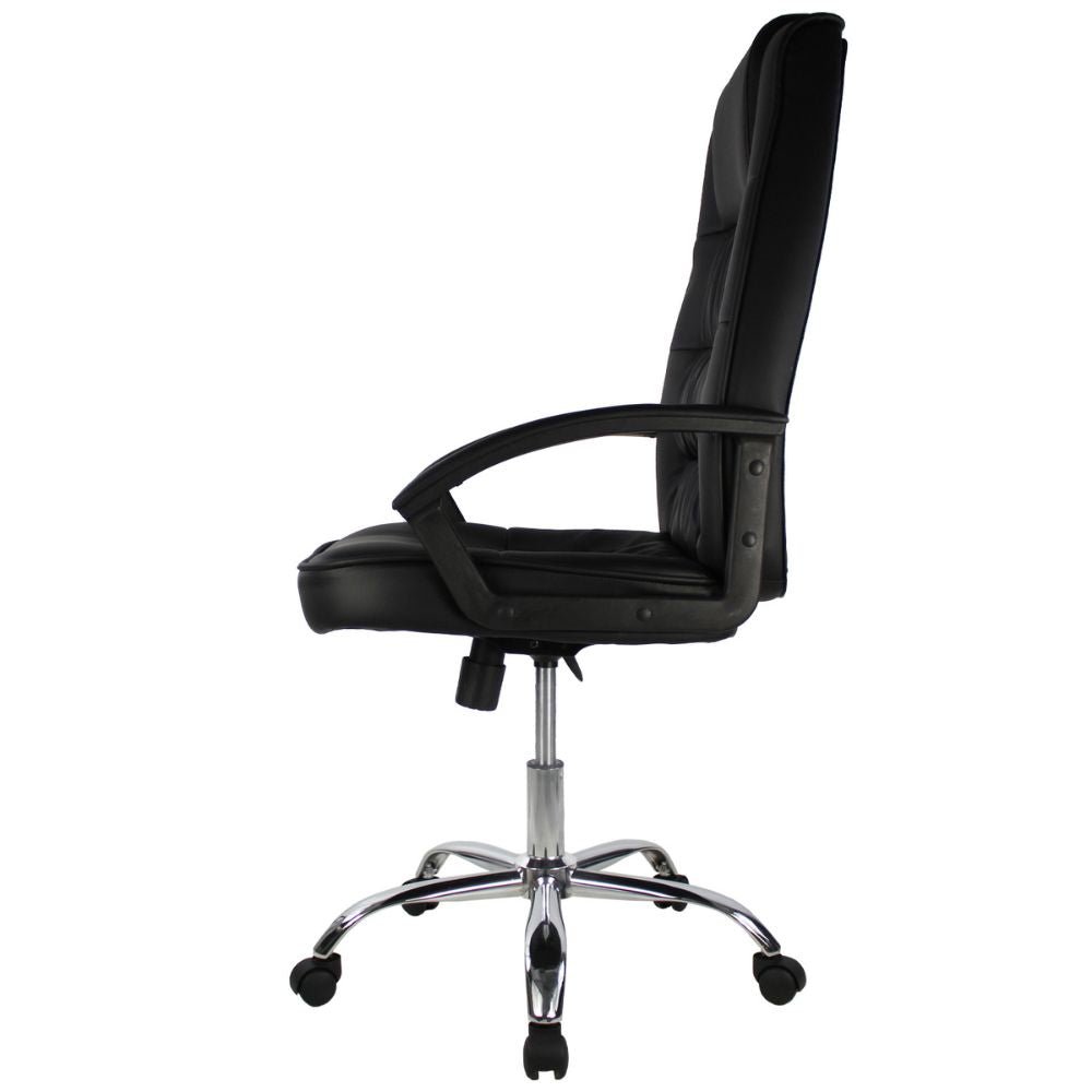 SILLA KINGSTRONG MOB-D68 Soria SILL0903519 | Silla Ejecutiva Uso de Oficina | Base Estrella Cromada | Tapiz PU | Poliuretano | Interior | Acero Cromado Tapizado en PU Poliuretano Respaldo Acojinado Reclinable Largos Descansabrazos Base Móvil  Estrella Cromada Para Buena Postura Base Pistón Neumático Palanca Reguladora Comodidad Buen Diseño Oficina Home Office Corporativo Rodajas de Nylon Comodidad Espacio de Trabajo Mundo In