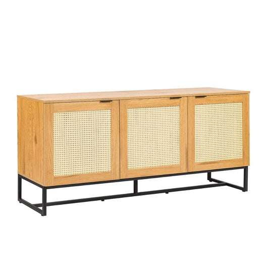 Nogal Beat Xelha 160x40 Chapa Roble Rattan Credenza - CRED0903543 - Mundo In - NOGAL BEAT -