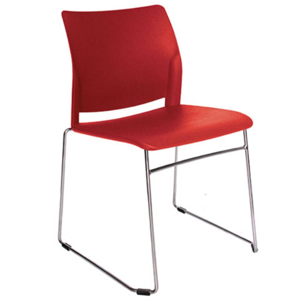 Silla de visita ergonómica OFFIHO ALPHA OHV-102 con base trineo cromada y asiento de polipropileno.