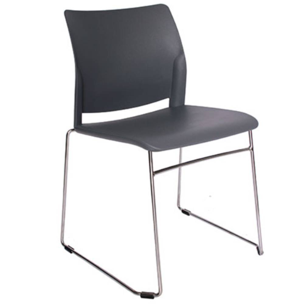 Silla de visita ergonómica OFFIHO ALPHA OHV-102 con base trineo cromada y asiento de polipropileno.