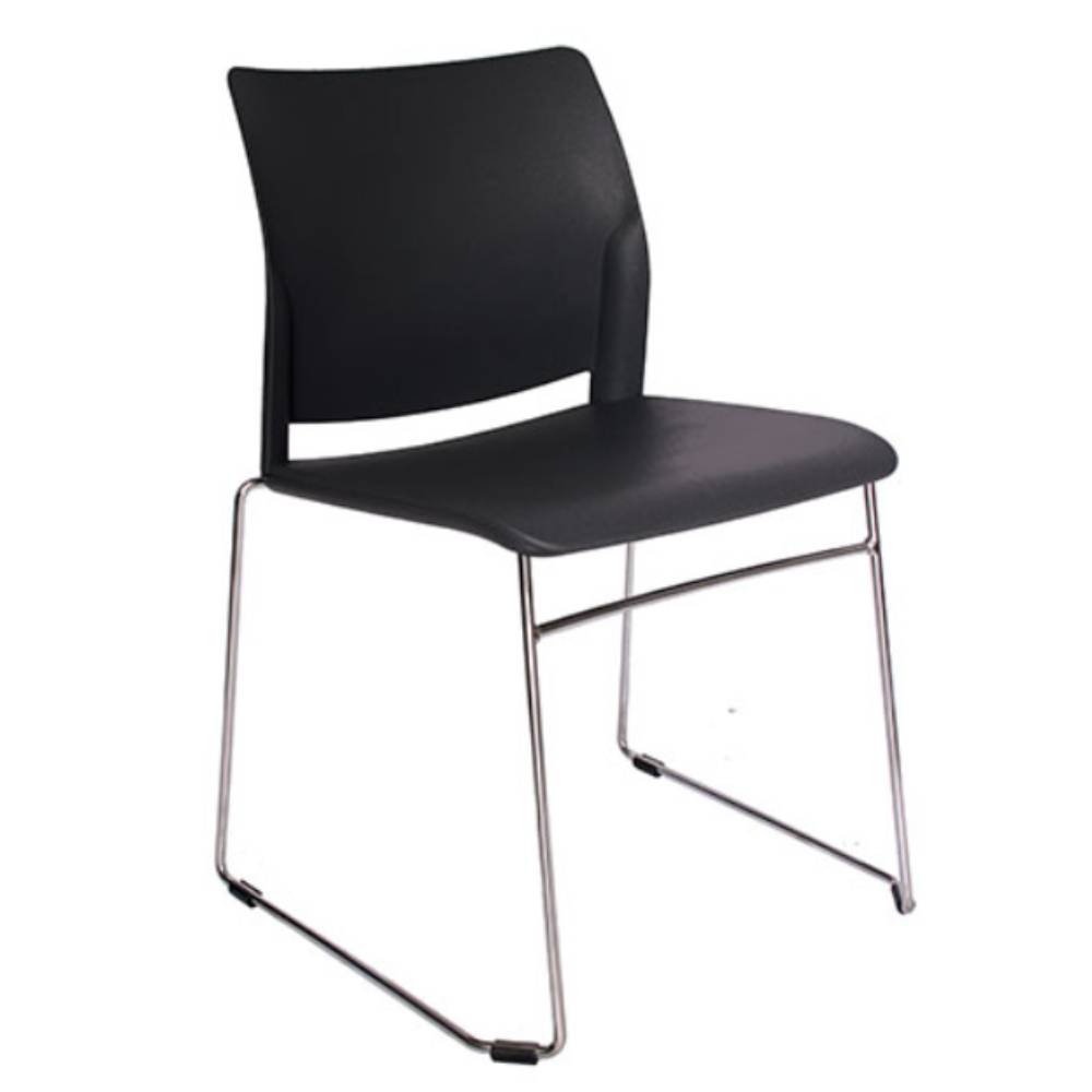 Silla de visita ergonómica OFFIHO ALPHA OHV-102 con base trineo cromada y asiento de polipropileno.