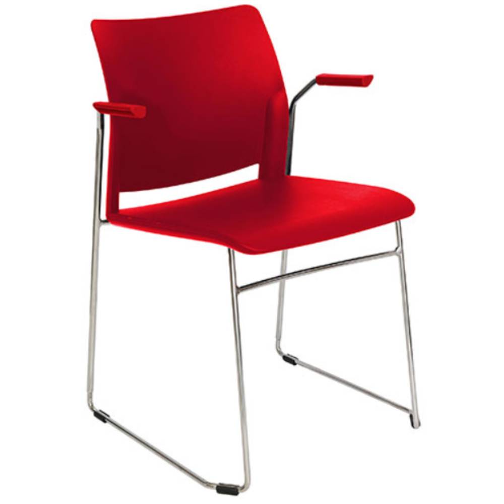 Silla de visita OFFIHO ALPHA OHV-103 de polipropileno con base trineo cromada y brazos