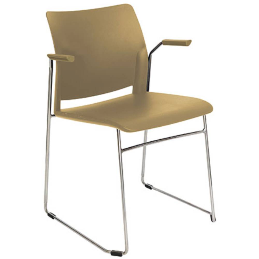 Silla de visita OFFIHO ALPHA OHV-103 de polipropileno con base trineo cromada y brazos