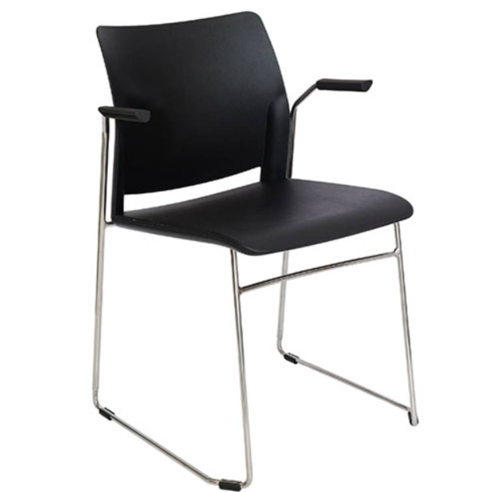Silla de visita OFFIHO ALPHA OHV-103 de polipropileno con base trineo cromada y brazos