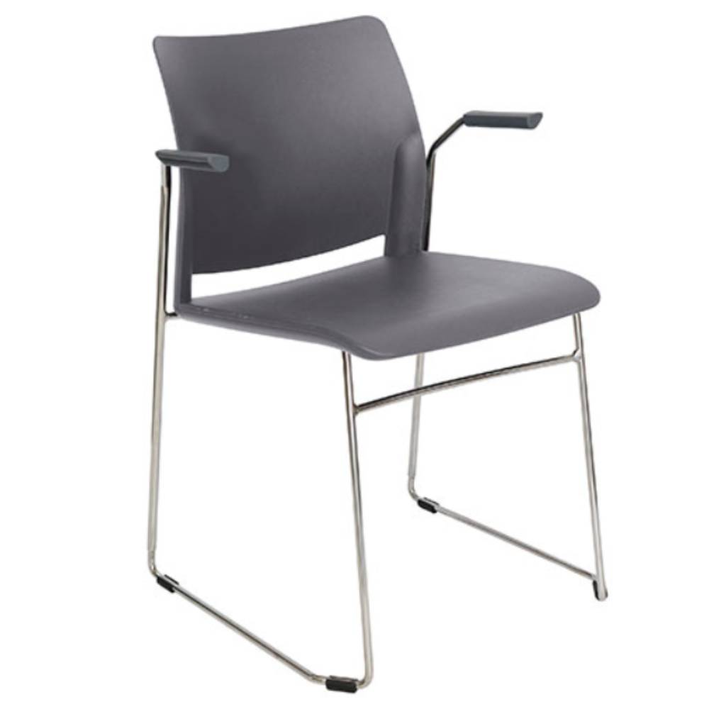 Silla de visita OFFIHO ALPHA OHV-103 de polipropileno con base trineo cromada y brazos