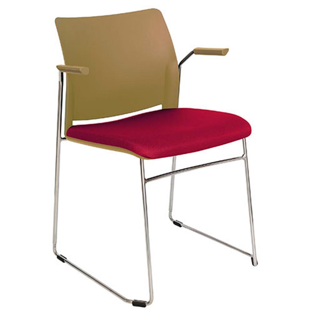 Silla de visita OFFIHO Alpha OHV-108 con base trineo cromada, descansabrazos y asiento tapizado