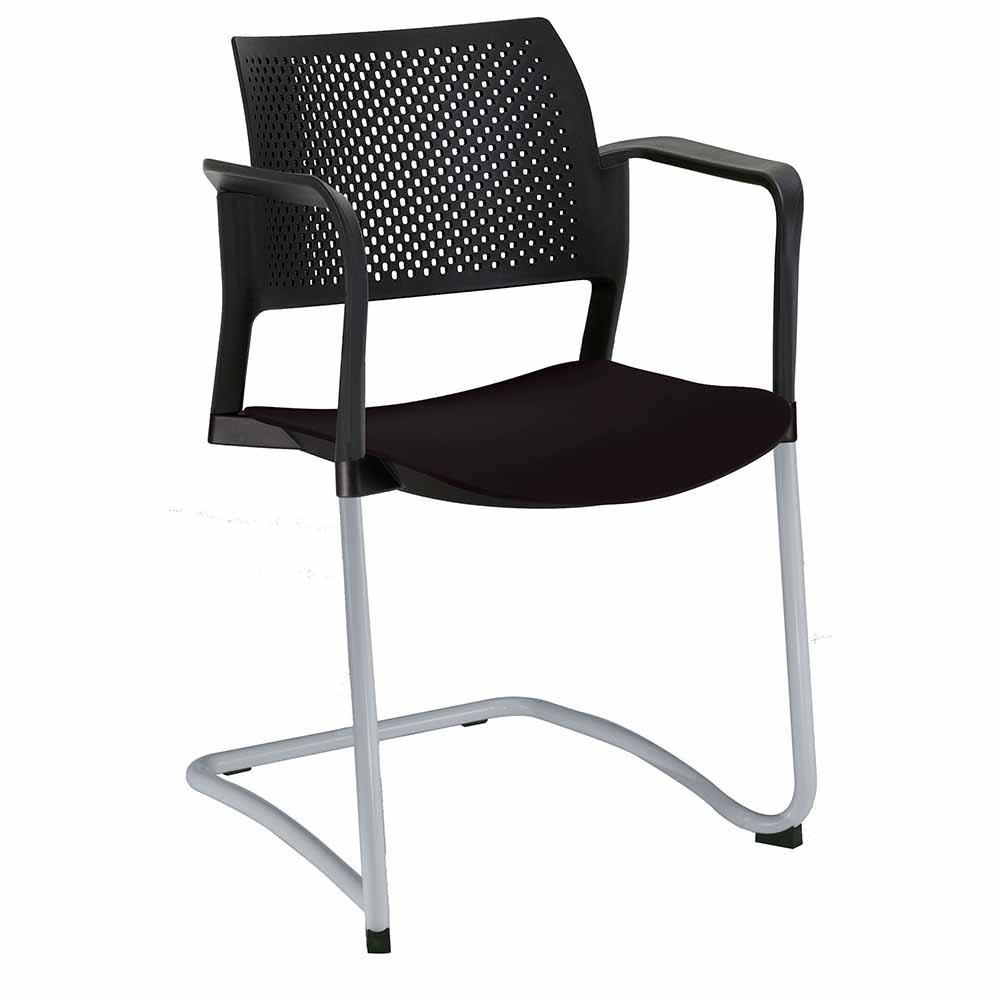 Silla de visita OFFIHO KYOS OHT-320 con asiento y respaldo en polipropileno y base trineo con brazos