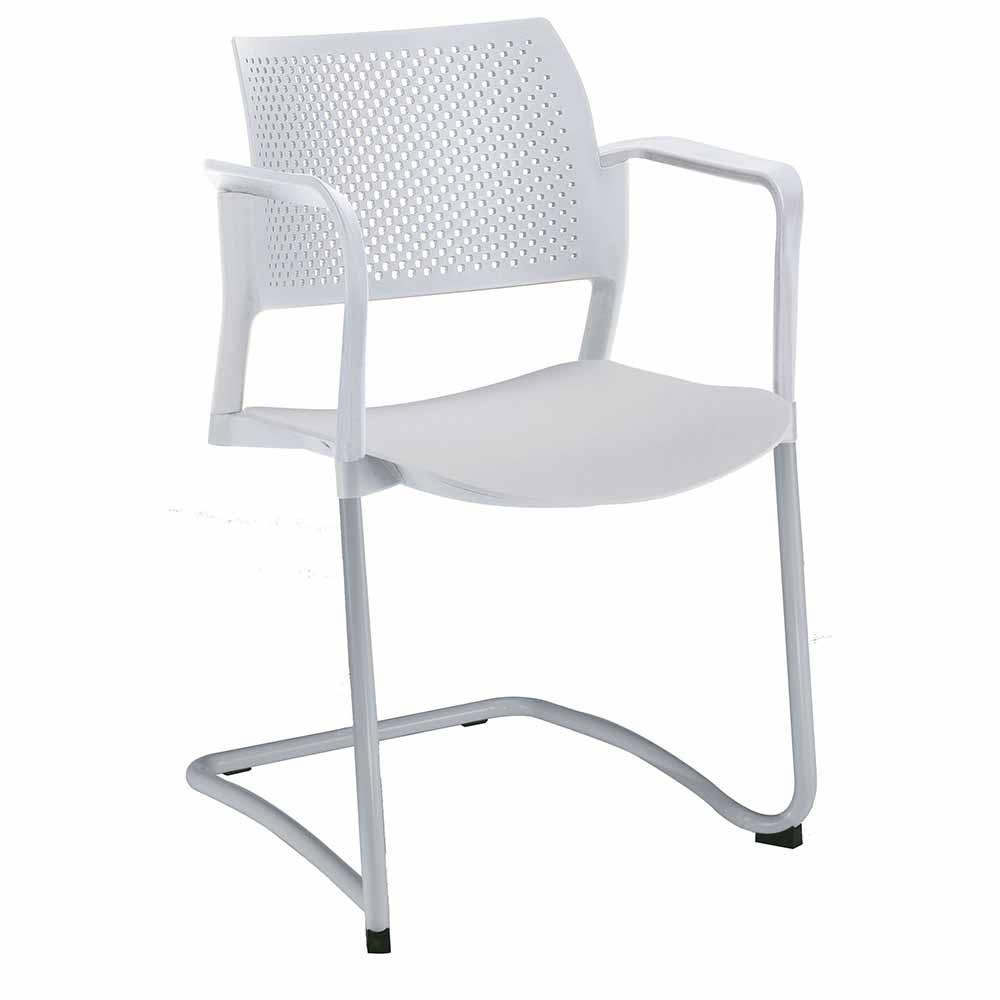 Silla de visita OFFIHO KYOS OHT-320 con asiento y respaldo en polipropileno y base trineo con brazos