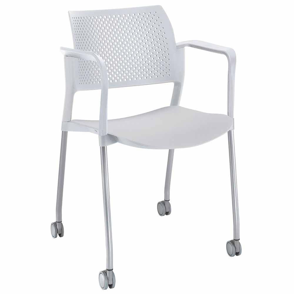 Silla de visita OFFIHO KYOS OHV-313 con asiento de polipropileno, estructura de acero y rodajas giratorias