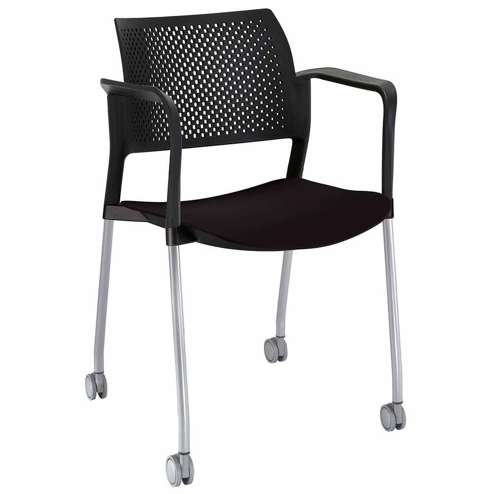 Silla de visita OFFIHO KYOS OHV-313 con asiento de polipropileno, estructura de acero y rodajas giratorias