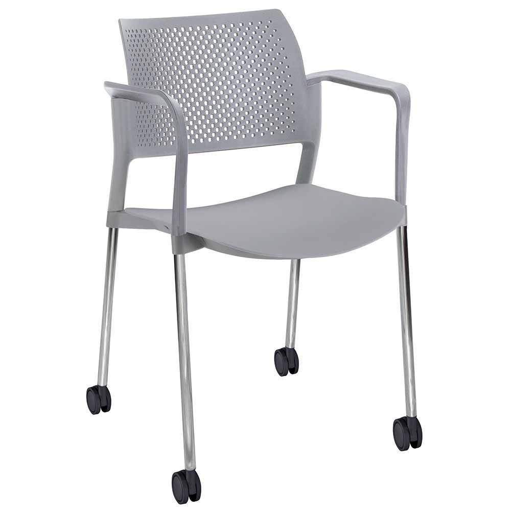Silla de visita Offiho Kyos OHV-318CR en polipropileno con base cromada de rodajas y descansabrazos
