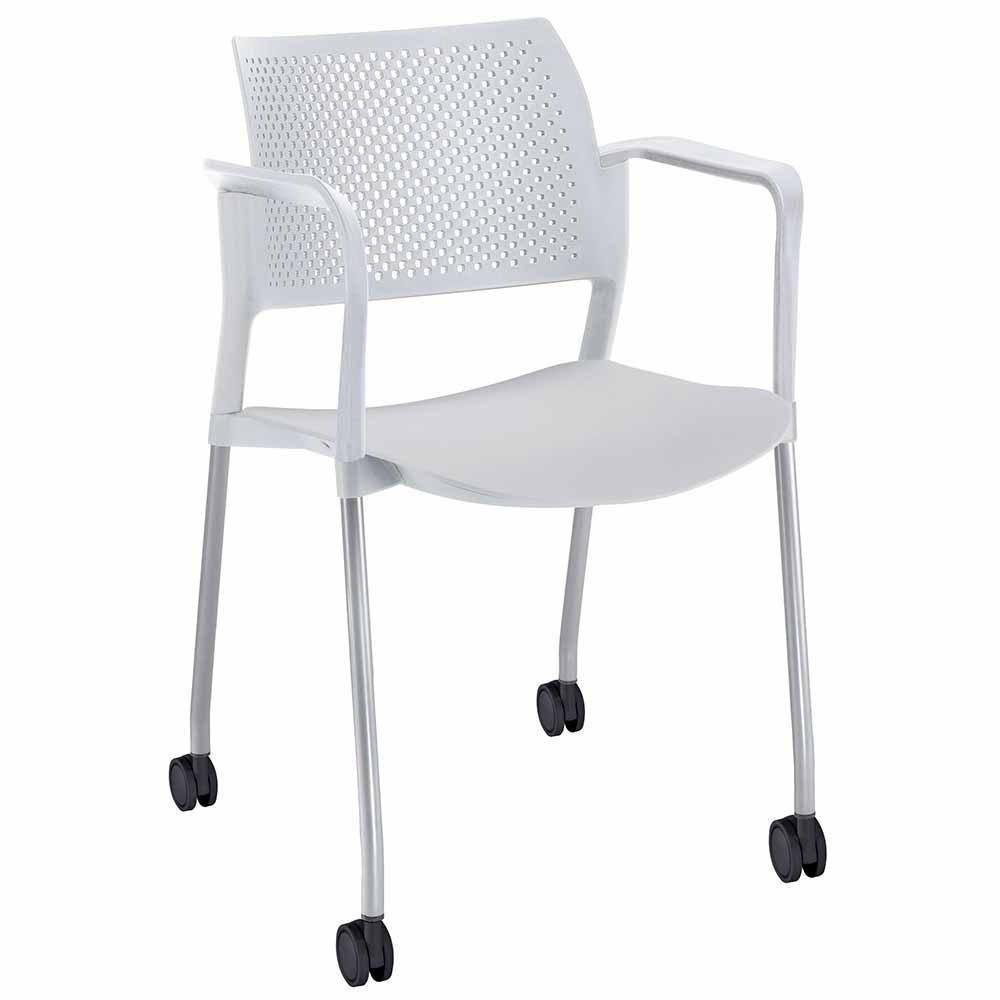 Silla de visita Offiho Kyos OHV-318CR en polipropileno con base cromada de rodajas y descansabrazos