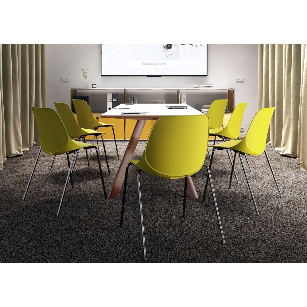 Silla de visita OFFIHO Quick OHV-47 apilable con asiento y respaldo de polipropileno y estructura tubular cromada