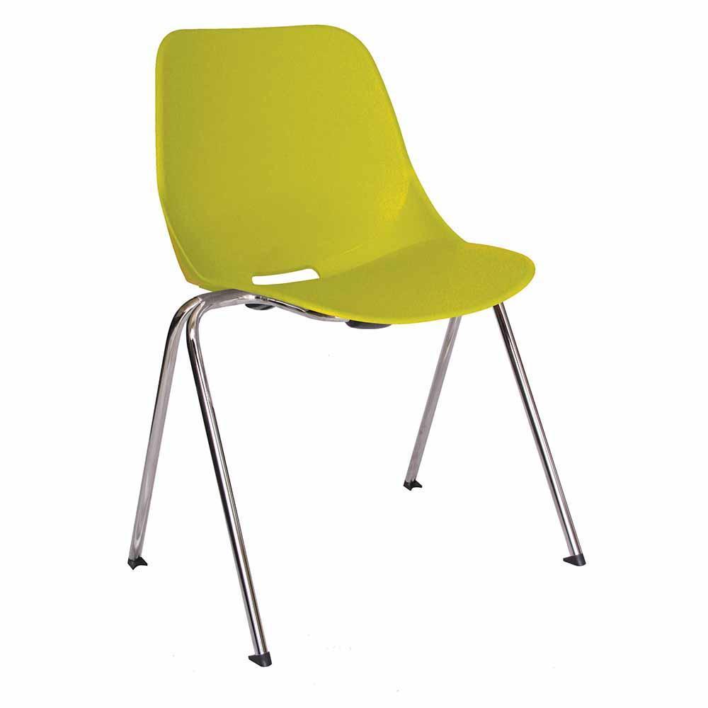 Silla de visita OFFIHO Quick OHV-47 apilable con asiento y respaldo de polipropileno y estructura tubular cromada