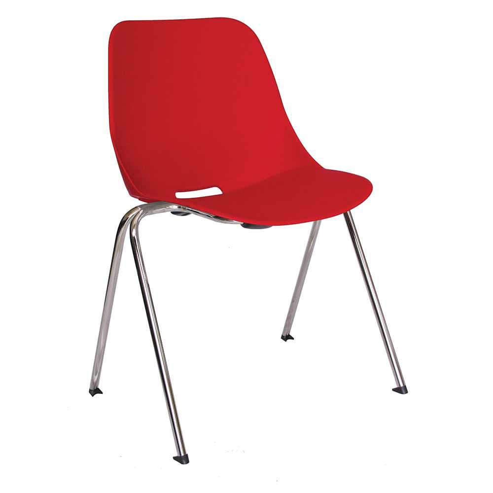 Silla de visita OFFIHO Quick OHV-47 apilable con asiento y respaldo de polipropileno y estructura tubular cromada
