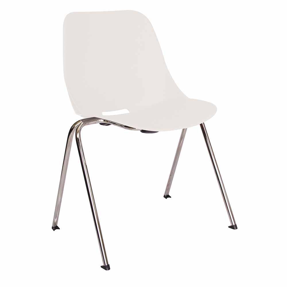Silla de visita OFFIHO Quick OHV-47 apilable con asiento y respaldo de polipropileno y estructura tubular cromada