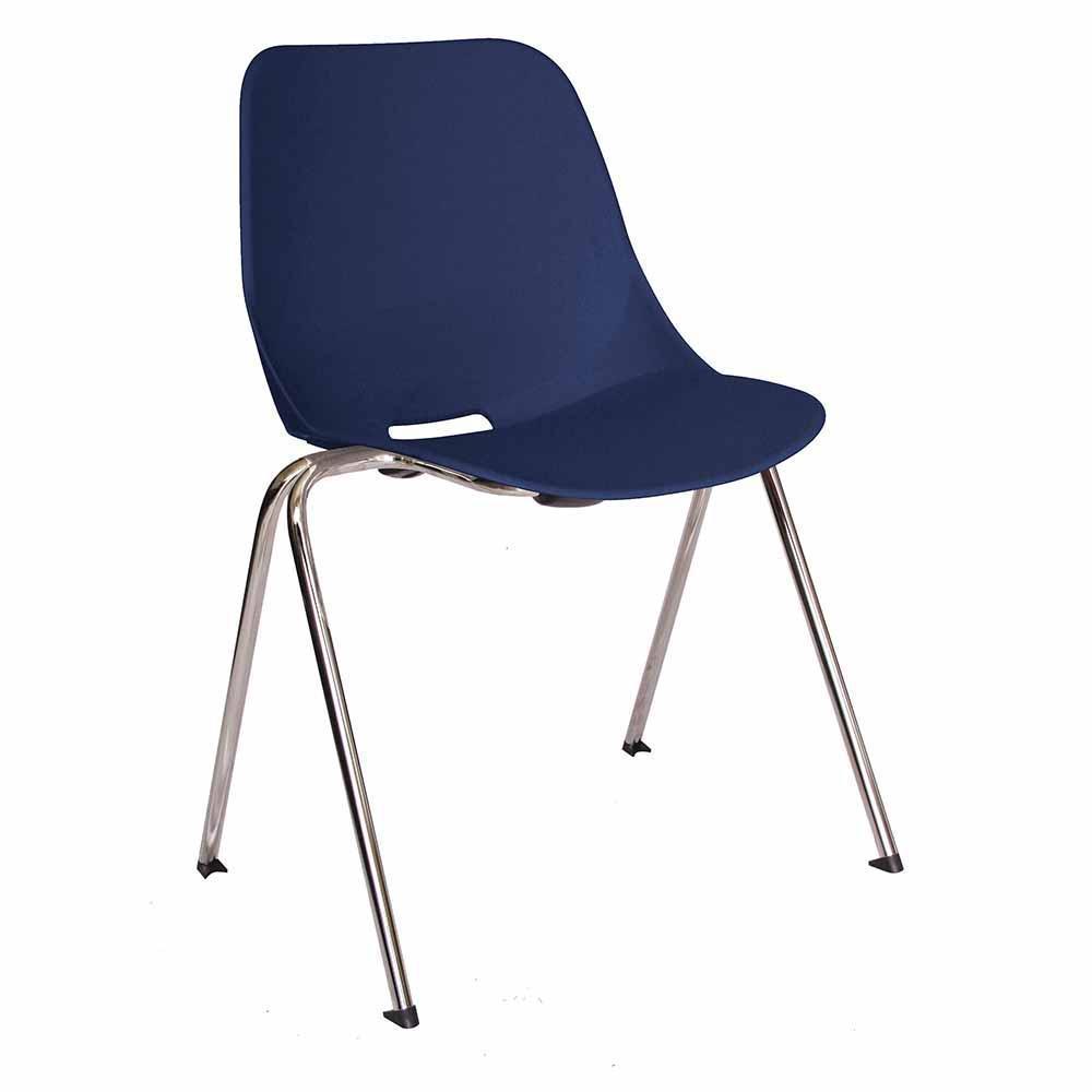 Silla de visita OFFIHO Quick OHV-47 apilable con asiento y respaldo de polipropileno y estructura tubular cromada