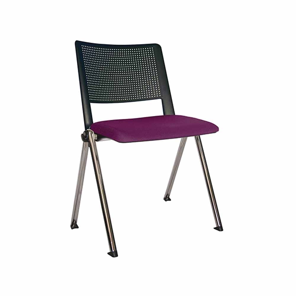Silla de visita ergonómica OFFIHO Revolution OHV-87CR con respaldo de polipropileno, asiento tapizado y base cromada