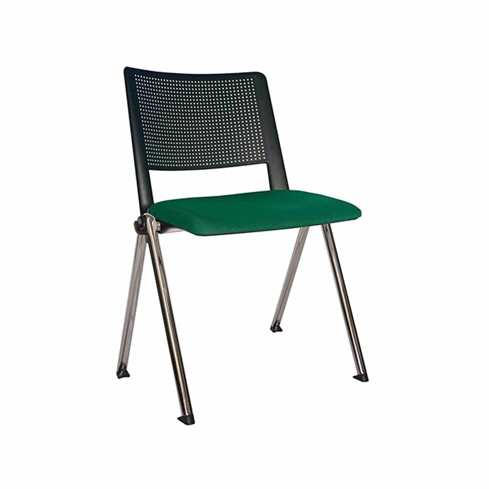 Silla de visita ergonómica OFFIHO Revolution OHV-87CR con respaldo de polipropileno, asiento tapizado y base cromada