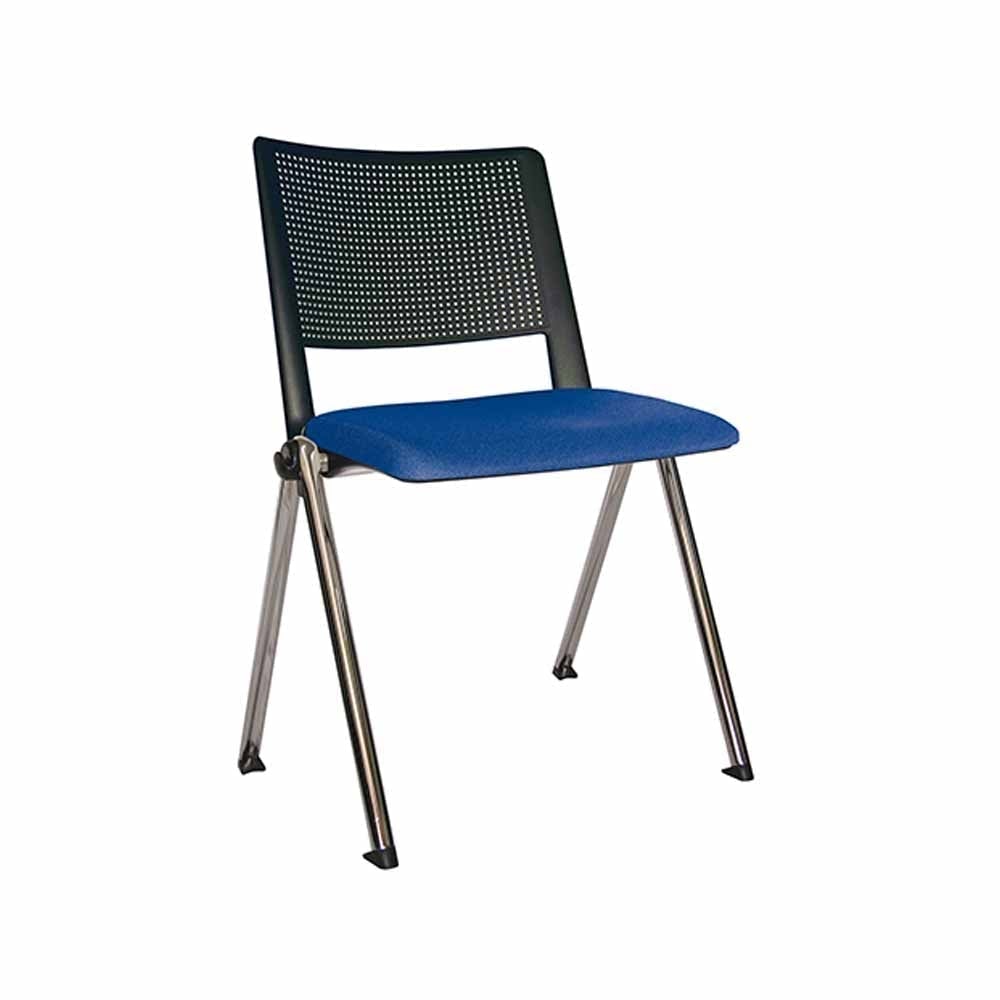 Silla de visita ergonómica OFFIHO Revolution OHV-87CR con respaldo de polipropileno, asiento tapizado y base cromada