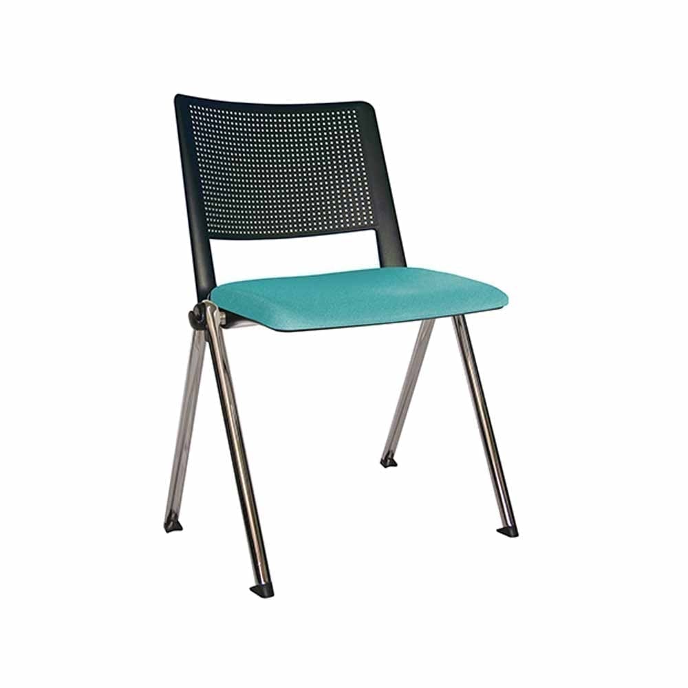 Silla de visita ergonómica OFFIHO Revolution OHV-87CR con respaldo de polipropileno, asiento tapizado y base cromada