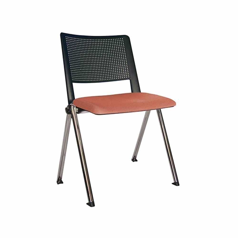 Silla de visita ergonómica OFFIHO Revolution OHV-87CR con respaldo de polipropileno, asiento tapizado y base cromada
