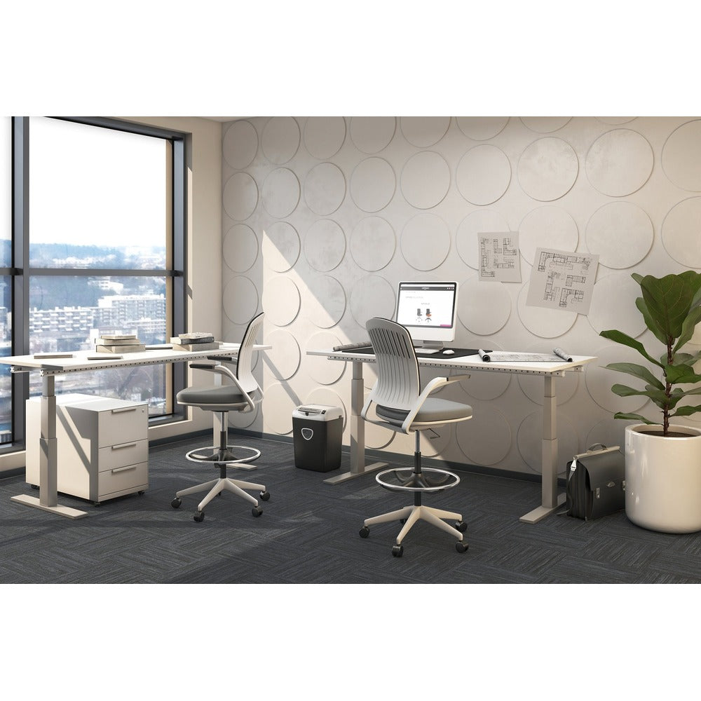 Silla operativa OFFIHO WHALE OHE-100 con respaldo en malla gris y asiento tapizado sobre base estrella