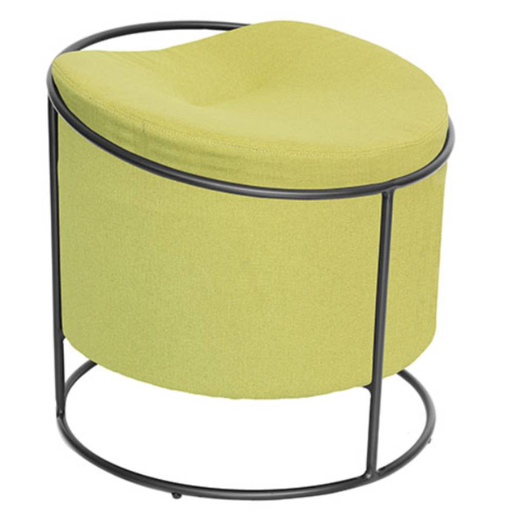 Taburete OFFIHO BUDI OHM-132 con estructura de acero tubular negro mate y asiento de pino tapizado en poliéster